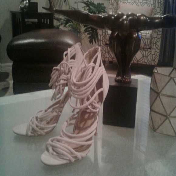 boohoo white strappy heels